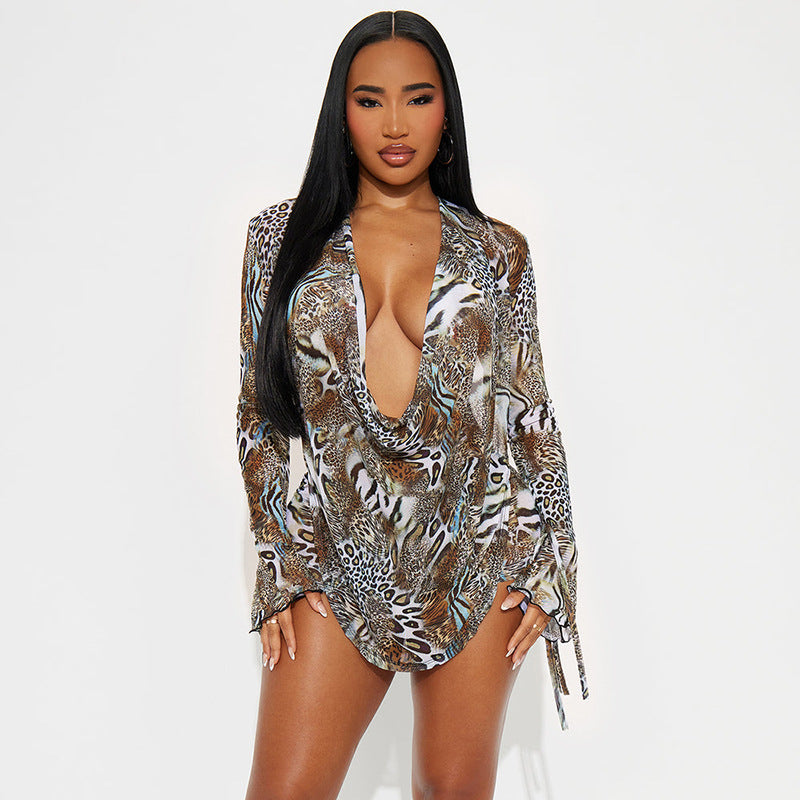 Arielle Leopard Backless Trousers Set