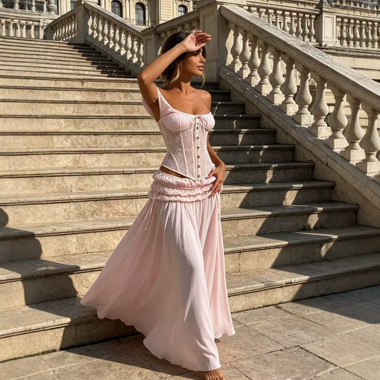 Una Lace Pleated Skirt Set