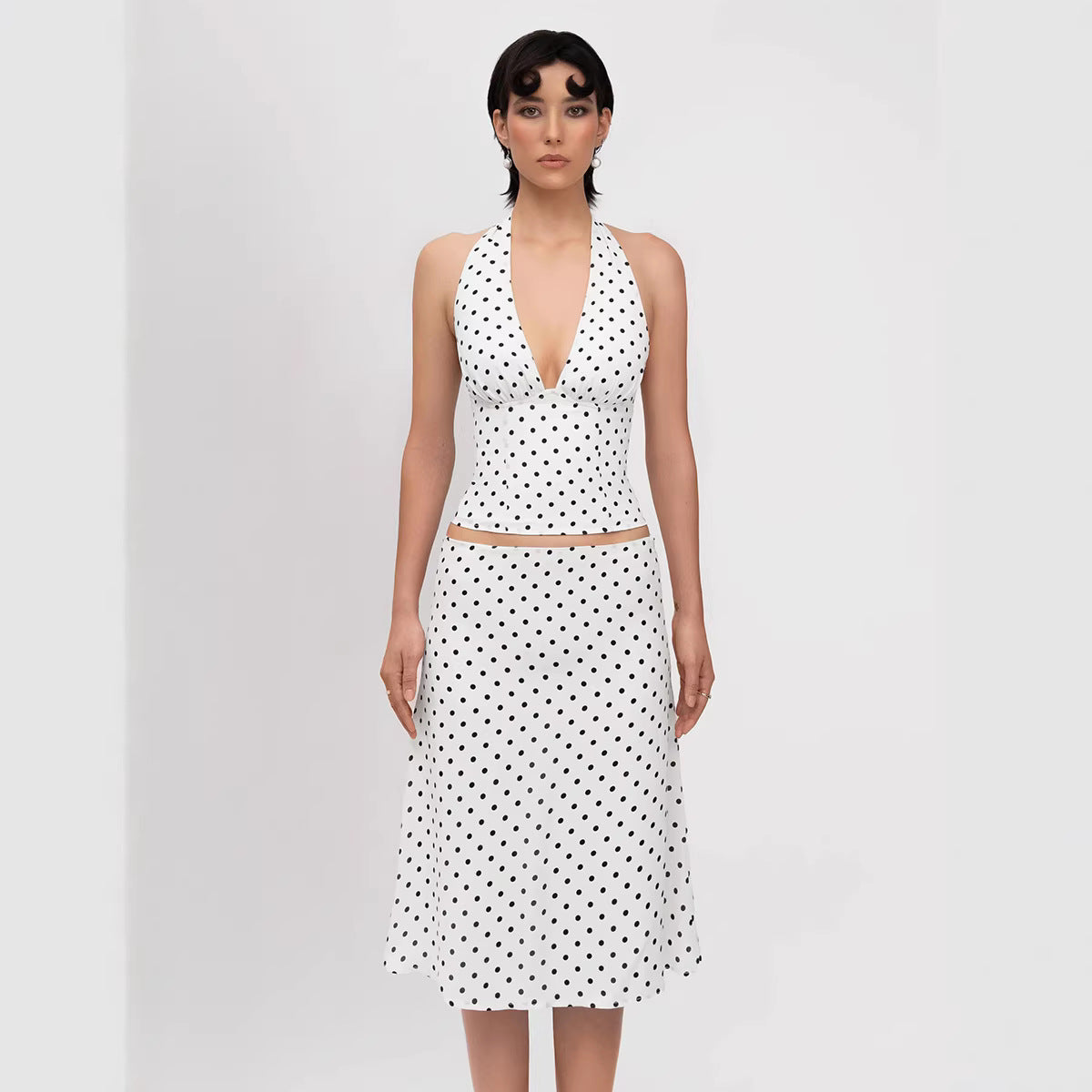 Camille Lace Polka Dot Skirt Set