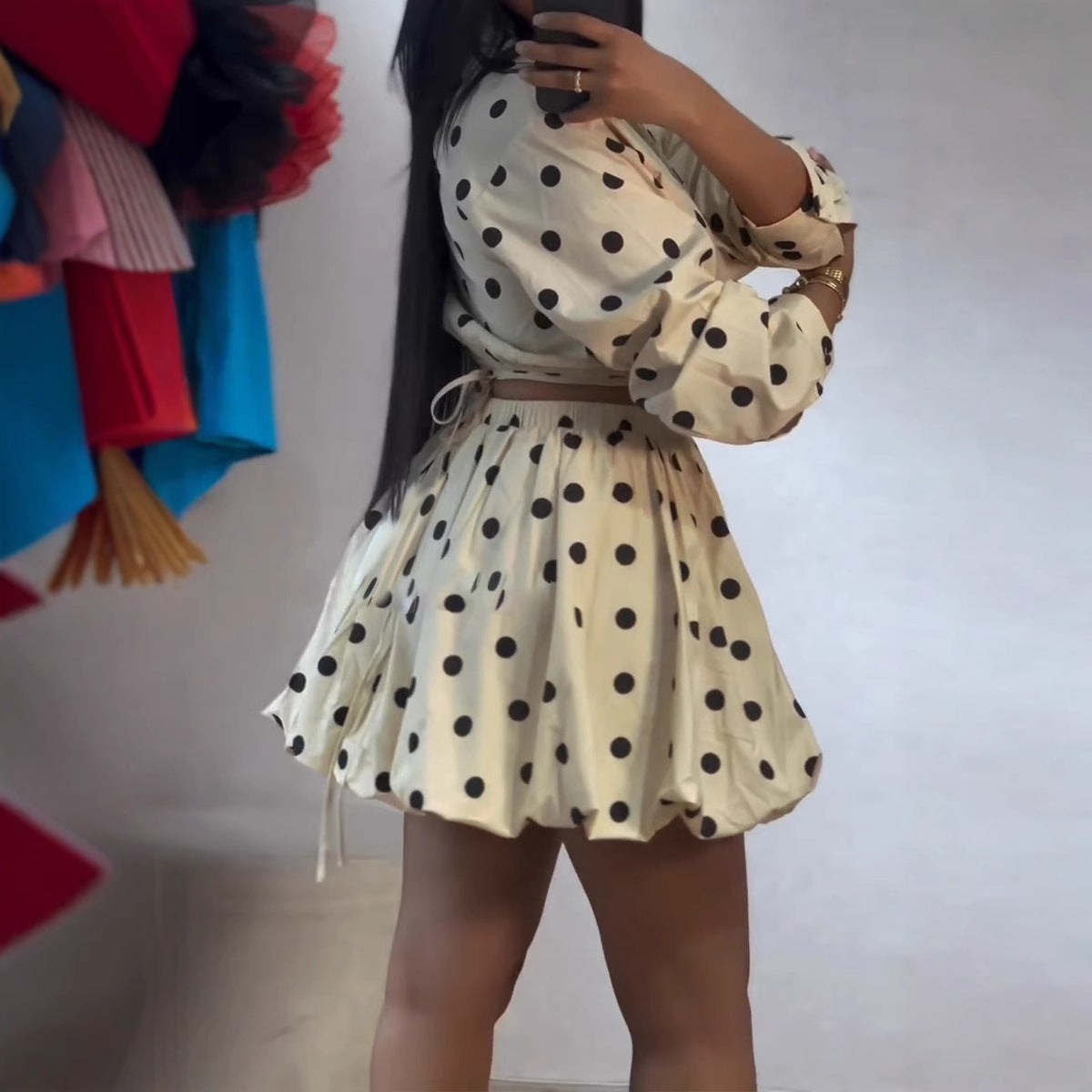 Aria Lace Polka Dot Skirt Set