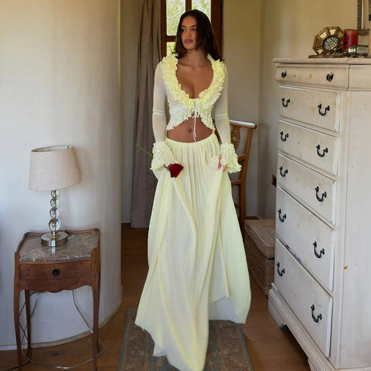 Solid Color Personalized Beach Suit Beach Dress Casual Daily Women Beach Two Piece Sets
