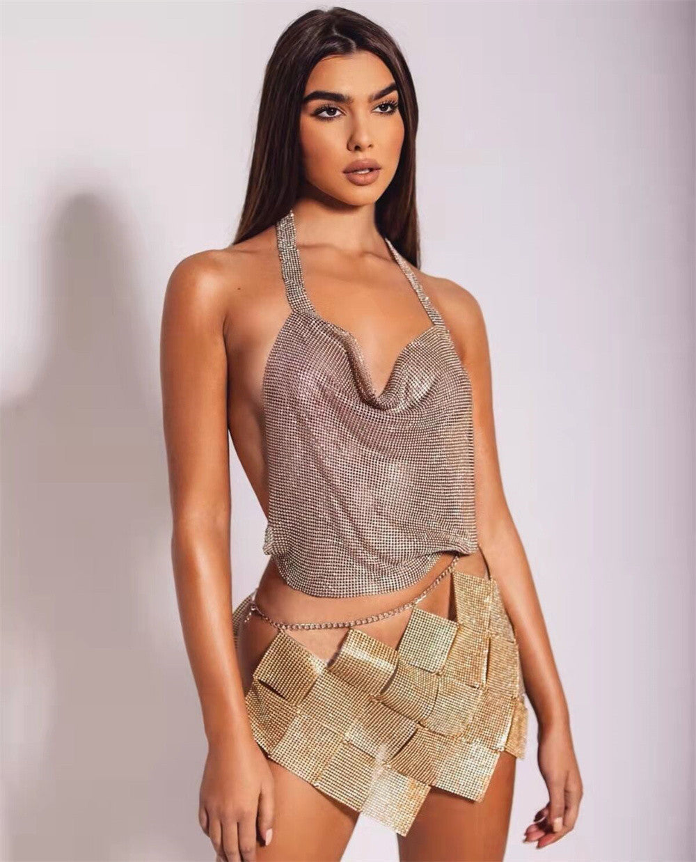 Isla Sequin Backless Skirt Set