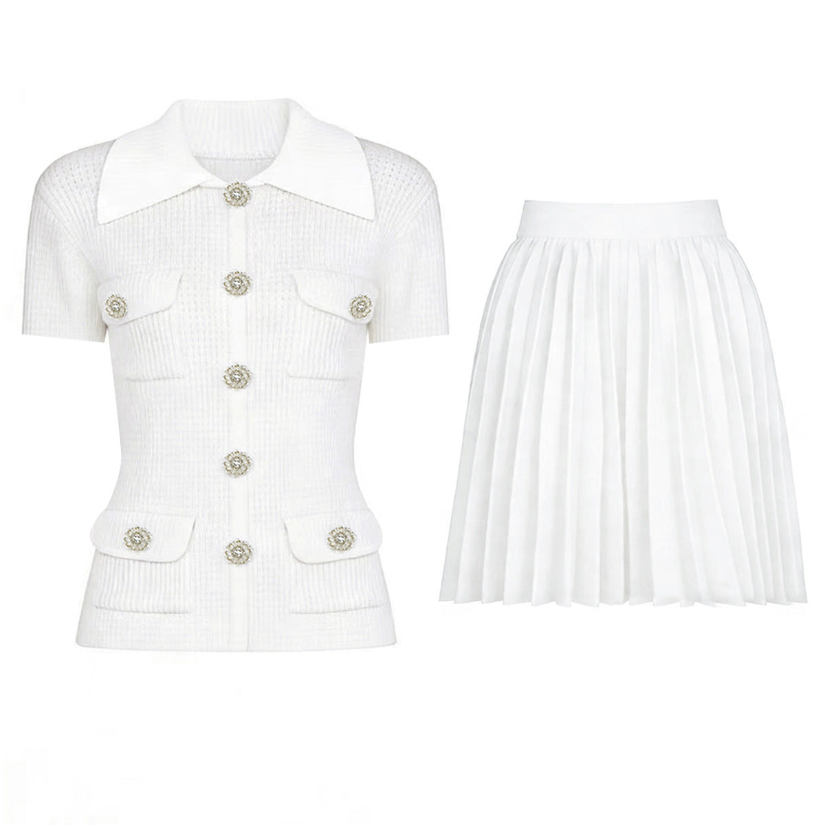 Short Sleeve White Top Skirt