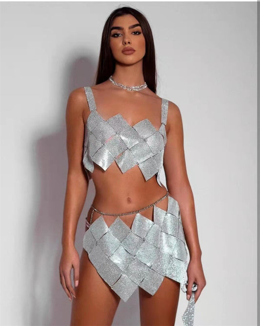 Isla Sequin Backless Skirt Set