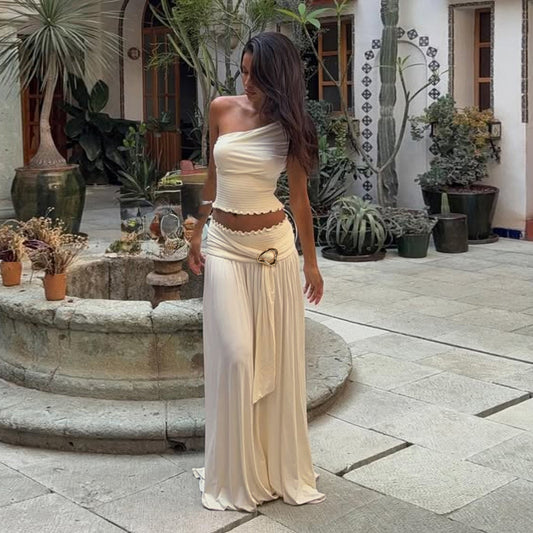 Erin Off-Shoulder Cropped Skirt Set