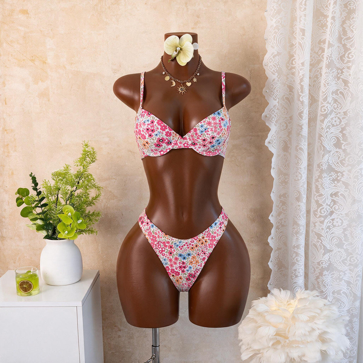 Bikini Swimsuit Split Push up Bikini Printed Sexy Swimsuit