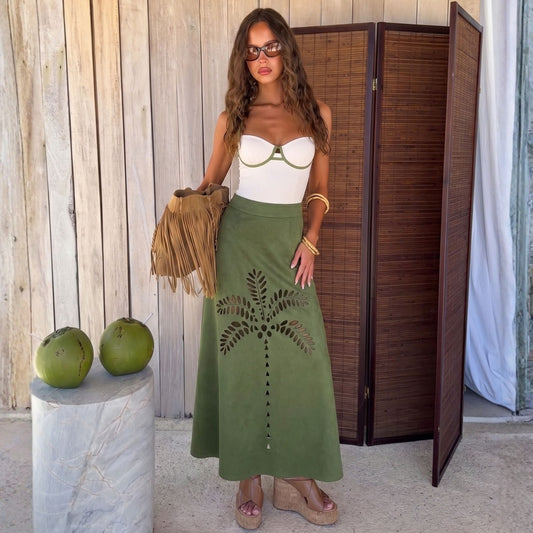 Swimwear White Green Contrast Color Steel Bracket One Piece Swimsuit Women