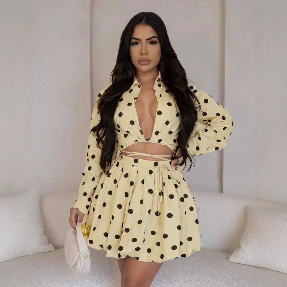 Aria Lace Polka Dot Skirt Set